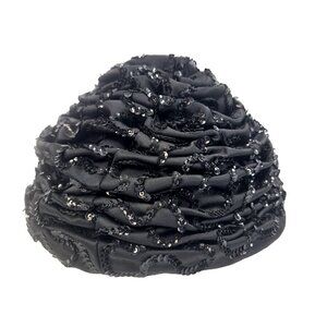 Vintage Hat Winkelman's Size 22 MCM Cocktail Sparkly Sequins Black Glam Chic